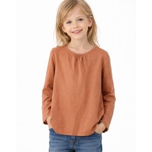 Nico Nico  little girls peasant 100% cotton long sleeve   Top in terracotta NEW